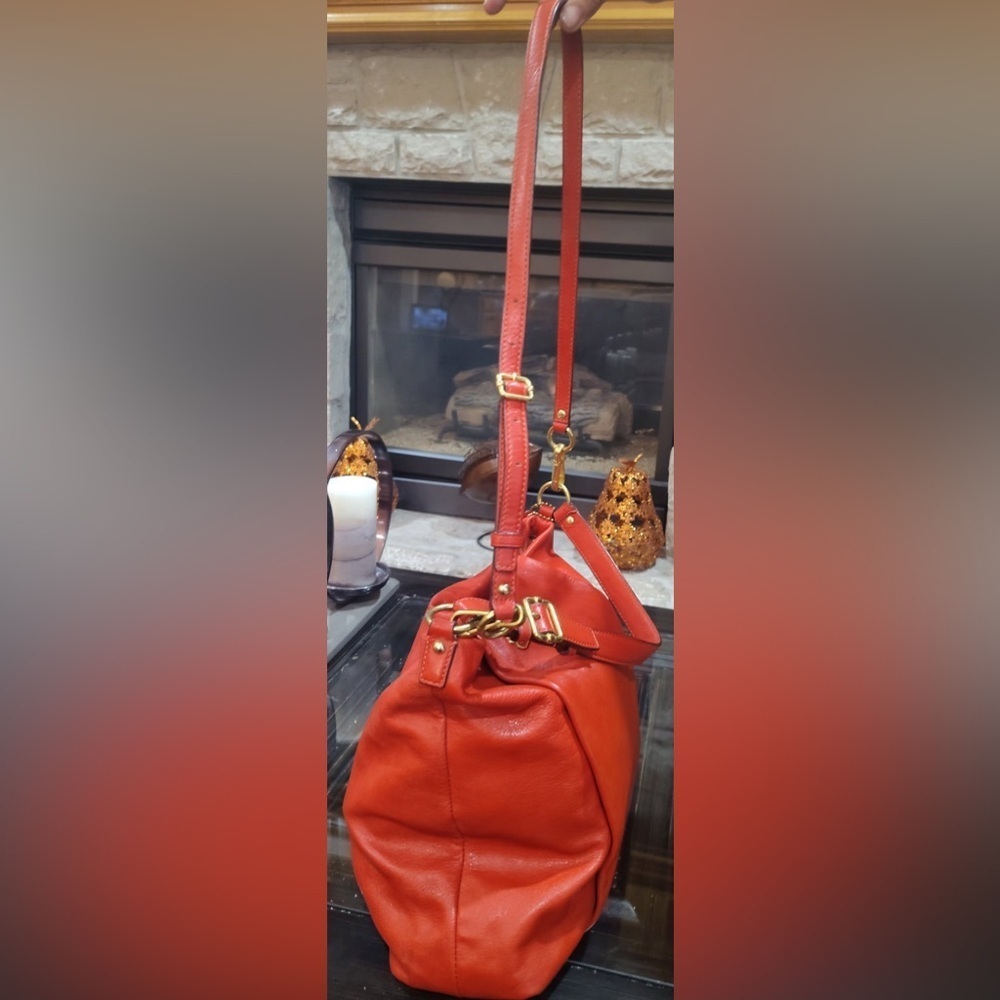 COACH Isabelle Crossbody Leather Purse Handbag Pink Orange Papaya 21224 - Picture 4 of 5